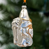 Love is Eternal Angelic Gnome Glass Ornament, White Angel Delicate Sentimental Tree Decoration