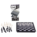 Travel Games: Rustik Foldable Magnetic Checkers/Chess  (Black/White)