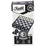 Travel Games: Rustik Foldable Magnetic Checkers/Chess  (Black/White)