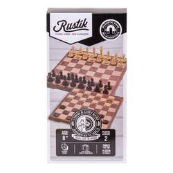 Travel Games: Rustik Foldable Magnetic Checkers/Chess  (Peachwood)