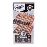 Travel Games: Rustik Foldable Magnetic Checkers/Chess  (Peachwood)