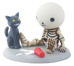 Lucky Bones Spilled Milk with Black Cat Figurine