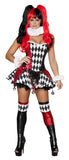 3pc Court Jester Cutie Harley Quinn Costume