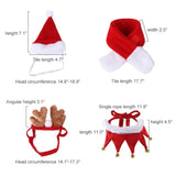 AnniePaw 4 Pcs Dog Christmas Set - Washable Scarves and Hats