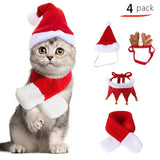 AnniePaw 4 Pcs Dog Christmas Set - Washable Scarves and Hats