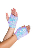 Open Finger Sequin Gloves