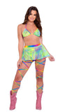 Tie-Dye Fishnet Bikini Tie-Top