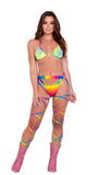 Tie-Dye Fishnet Bikini Tie-Top