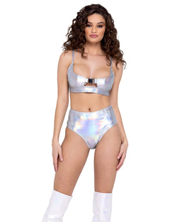 Hologram High-Waisted Shorts