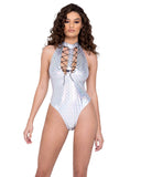 Ring Hologram Lace-Up Romper