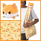 TeeTurtle Plushie Tote Bag: Orange Ramen Shiba Inu