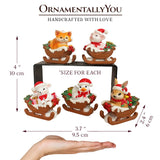 Christmas Critters Animals on Sleighs Set of Five Figurines, 5" Tabletop Holiday Animal Decor with Bunny, Piglet, Duckling, Lamb, and Fox