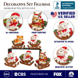 Christmas Critters Animals on Sleighs Set of Five Figurines, 5" Tabletop Holiday Animal Decor with Bunny, Piglet, Duckling, Lamb, and Fox