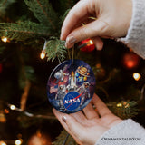 Artistic NASA Handcrafted Christmas Ornament, Astronaut in Outer Space with the Planets