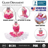 Classic Ballerina Dress Handcrafted Glass Ornament, Ballet Dancer Gift