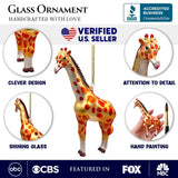 Giraffe Glass Christmas Ornament