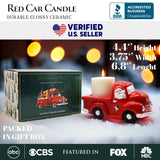 Red Truck with Santa Christmas Candle, Ceramic and Scented with an Invigorating Lemon Basil Fragrance