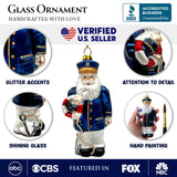 Santa the Ship Captain Glass Ornament, Gift for Boat Commander of the Seas