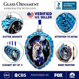 Arctic Animal Illustration Pinecone Glass Christmas Ornament Set