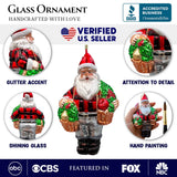 Wholesome Santa the Vegetable Farmer Glass Christmas Ornament, Farm Style Holding Potatoes, Lettuce, and Tomatoes