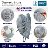 You’re Forever in Our Hearts Angel Wing Stepping Stone, 9.5" Garden Decorative Memorial Resin Figurine