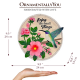 Enjoy the Small Things Hummingbird Stepping Stone, 9.5" Decorative Garden Appreciation Gift