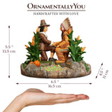 Harvest Harmony Kinship Between Native Americans and Pilgrims Figurine, 6" Fall Decor and Thanksgiving Statue