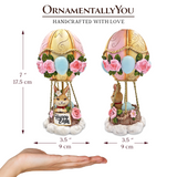 Springtime Voyage Easter Bunny Hot Air Balloon Figurine, 7" Charming Holiday Decor