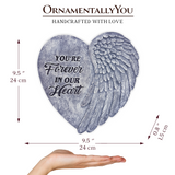 You’re Forever in Our Hearts Angel Wing Stepping Stone, 9.5" Garden Decorative Memorial Resin Figurine