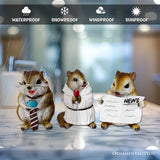 Whimsical Chipmunk Trio Set of Three Figurines, 5" Cute Desk Decor and Garden Statues