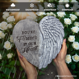 You’re Forever in Our Hearts Angel Wing Stepping Stone, 9.5" Garden Decorative Memorial Resin Figurine