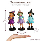 Mystical Victorian Witch Sisters Set of Three Figurines, Enchanted 6" Statues for a Bewitching Halloween Tabletop Display