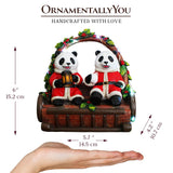 Nostalgic Panda Duo Festive Lighted Figurine, 6" LED Christmas Bear Statue