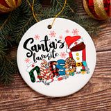 Cheerful Holiday Plaid Santa’s Favorite Nurse Christmas Ornament