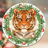 Christmas Wreath Tiger Ornament