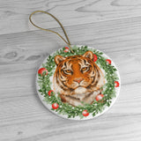 Christmas Wreath Tiger Ornament