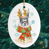 Watercolor Squirrel Christmas Ornament