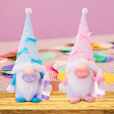 Cute Nursery Pair Baby Gnome Set of 2, Light Blue and Pink Toddler Boy and Girl