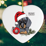 Dachshund Christmas Ornament, Cute Dog with Santa Hat