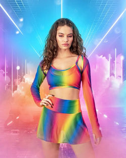 Rainbow Mesh Madness Shrug