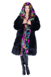 ElectroFur Mid-Length Hooded Rave Coat