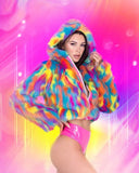 Electric Fur Frenzy Hooded Rave Jacket