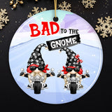 Bad to the Gnome Biker Theme Christmas Ornament