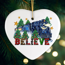 Magical Christmas Train Charming Holiday Ornament, Classic Believe Plaid Railroad