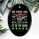 Biker Skull Santa Christmas Ornament