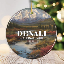 Denali National Park Retro Style Ornament, Alaska USA Tourist Attraction and Gift