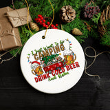 Festive Camping Lover Christmas Ornament, Holiday RV Camper and Beer Lover Gift