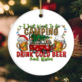 Festive Camping Lover Christmas Ornament, Holiday RV Camper and Beer Lover Gift