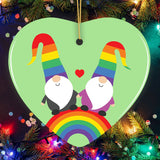 Gay Gnomes on a Rainbow Christmas Ornament