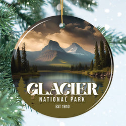 Glacier National Park Retro Ornament, Montana Souvenir and Travel Gift